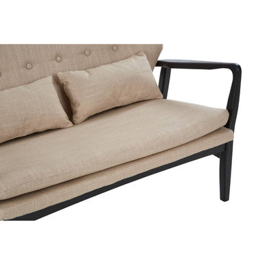 2 Seater Beige Sofa with Black Wood Frame, Stockholm