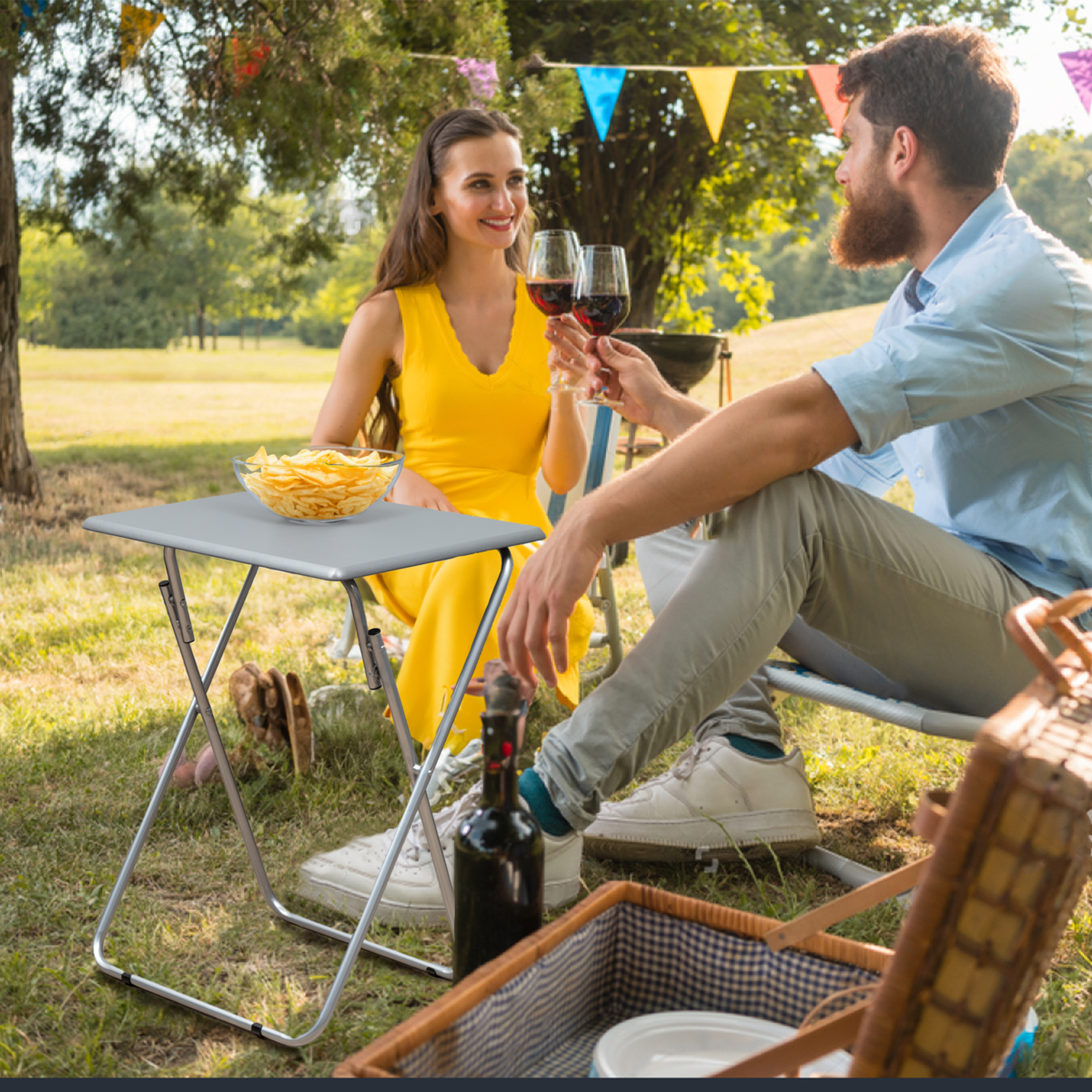 Bernie Folding Table With Grey Top