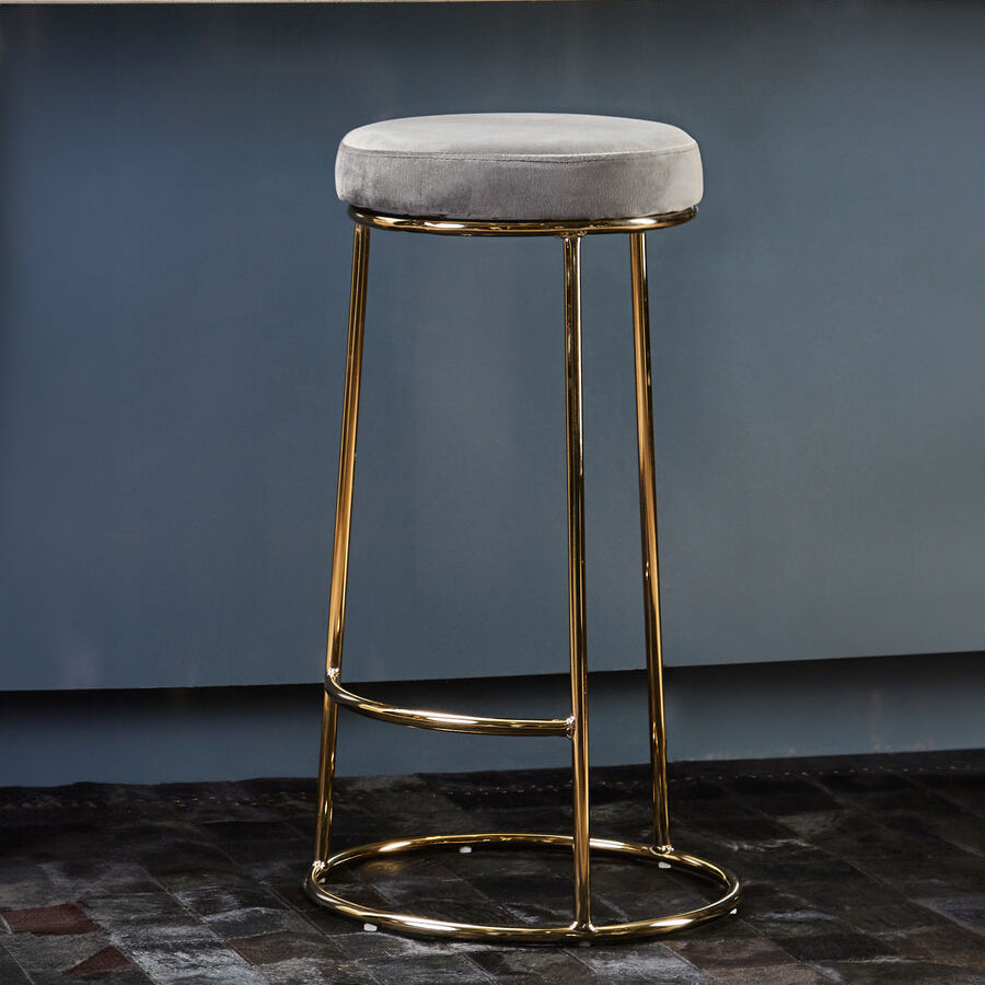 Manhattan Grey Velvet Tall Bar Stool