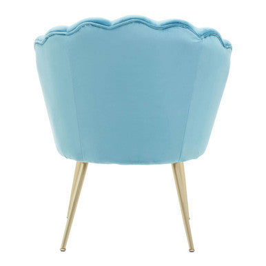 Ovala Aqua Blue Velvet Scalloped Chair