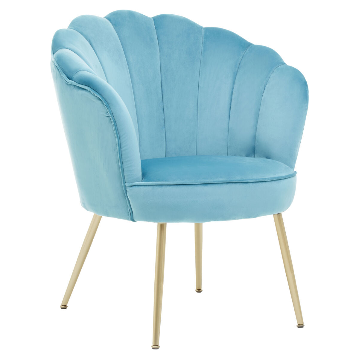 Ovala Aqua Blue Velvet Scalloped Chair