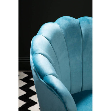 Ovala Aqua Blue Velvet Scalloped Chair
