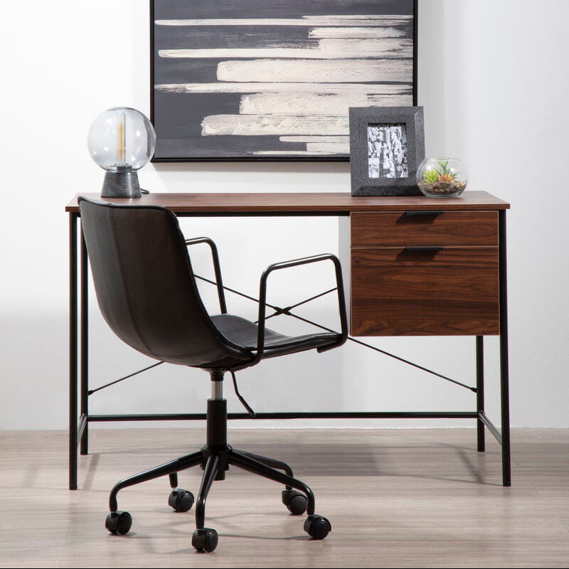 Bradbury Dark Walnut Veneer Desk With Drawers