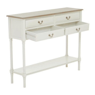 Heritage 4 Drawer White Console Table