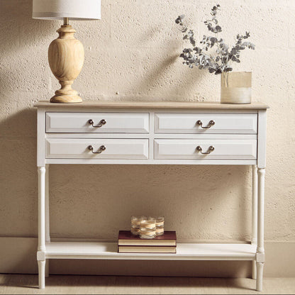 Heritage 4 Drawer White Console Table
