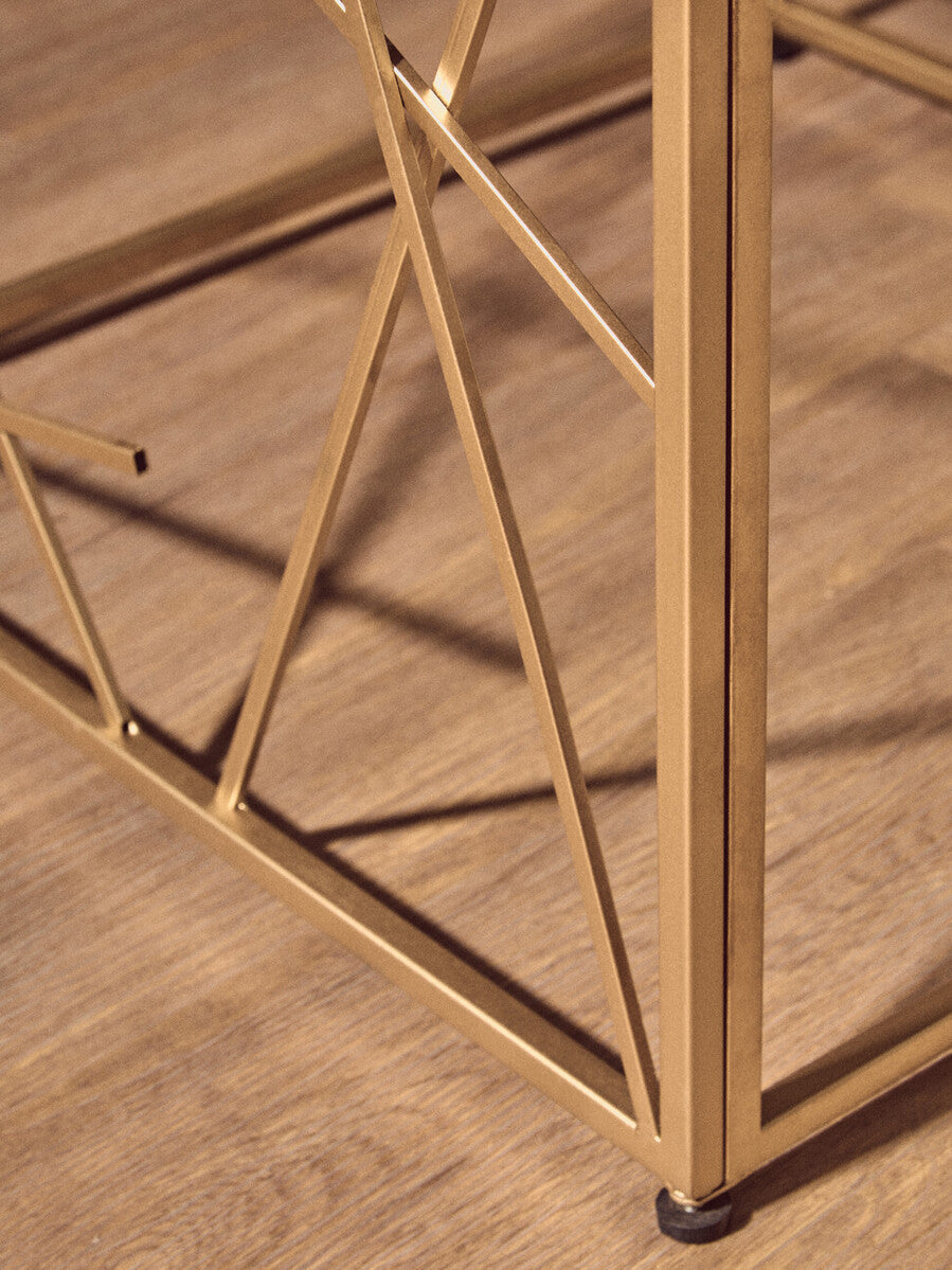 Farran Gold Finish Side Table With Mirror Top