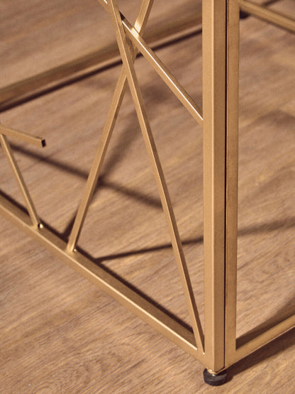 Farran Gold Finish Side Table With Mirror Top