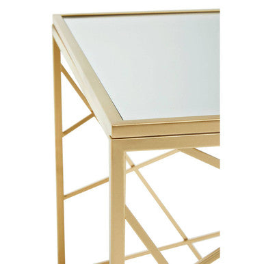 Farran Gold Finish Side Table With Mirror Top
