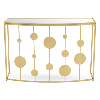 Farran Champagne Gold Finish Console Table With Mirror Top