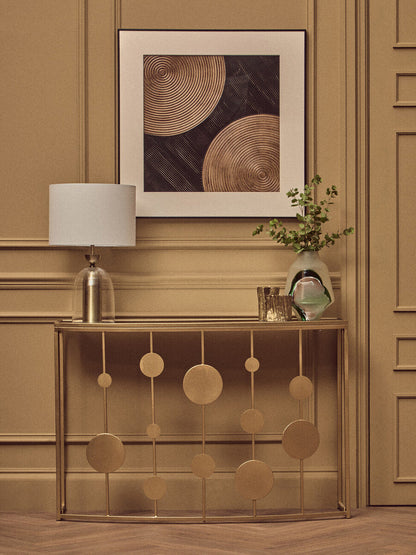 Farran Champagne Gold Finish Console Table With Mirror Top