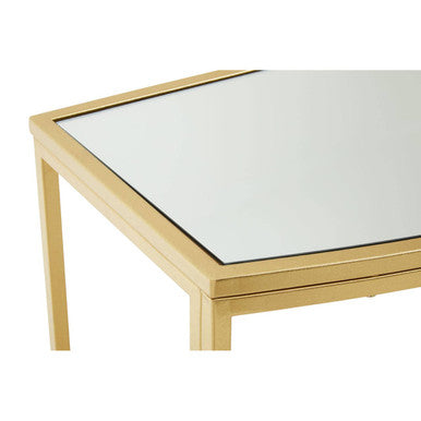 Farran Champagne Gold Finish Console Table With Mirror Top