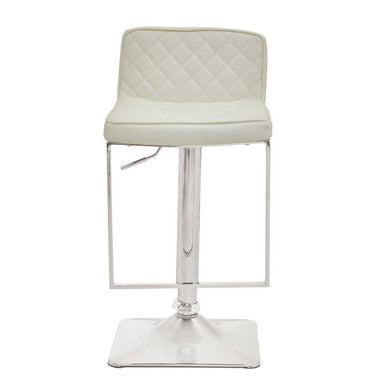 Baina White And Chrome Bar Stool With Square Base