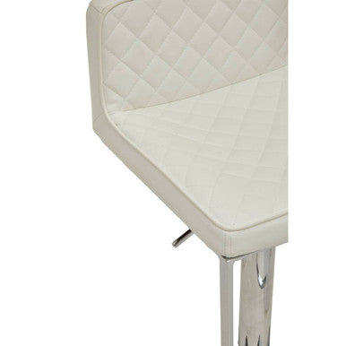 Baina White And Chrome Bar Stool With Square Base