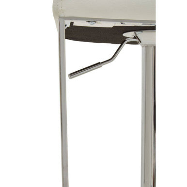 Baina White And Chrome Bar Stool With Square Base