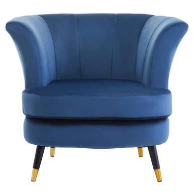 Loretta Midnight Blue Velvet Curved Accent Chair