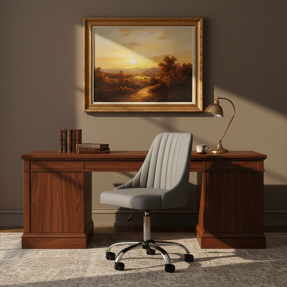 Brent Grey Leather Effect Home Office Chair