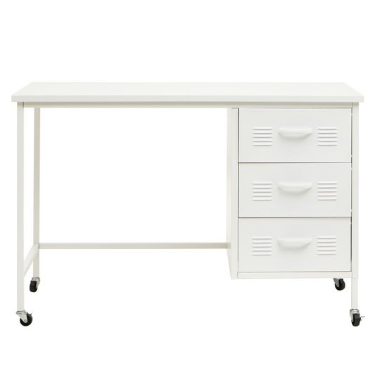 Academy Three Drawer White Desk