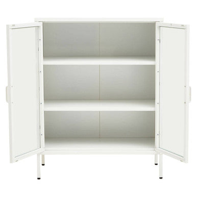 Acier Two Door White Metal Cabinet