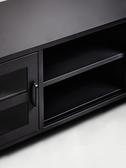 Acier Two Door Black Metal Media Unit