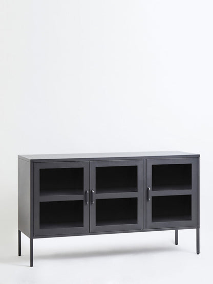 Acier Three Door Grey Metal Sideboard