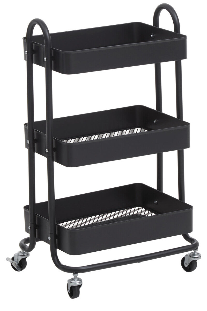 Acero Three Tier Black Metal Trolley