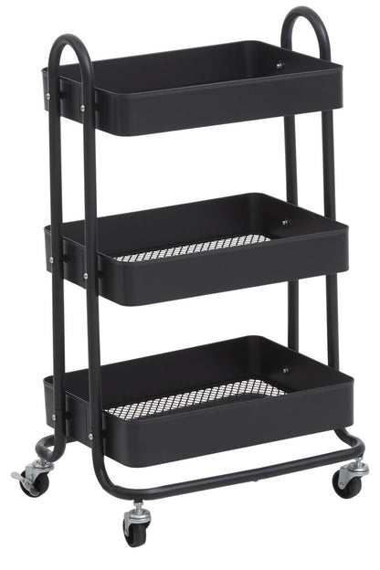 Acero Three Tier Black Metal Trolley