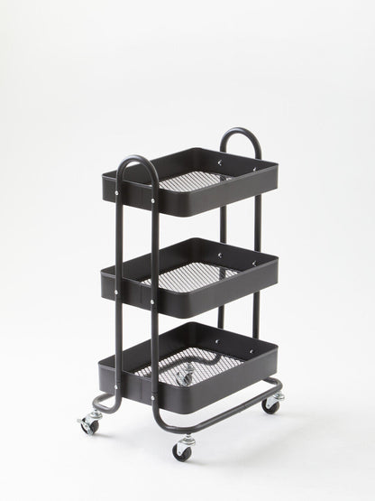 Acero Three Tier Black Metal Trolley