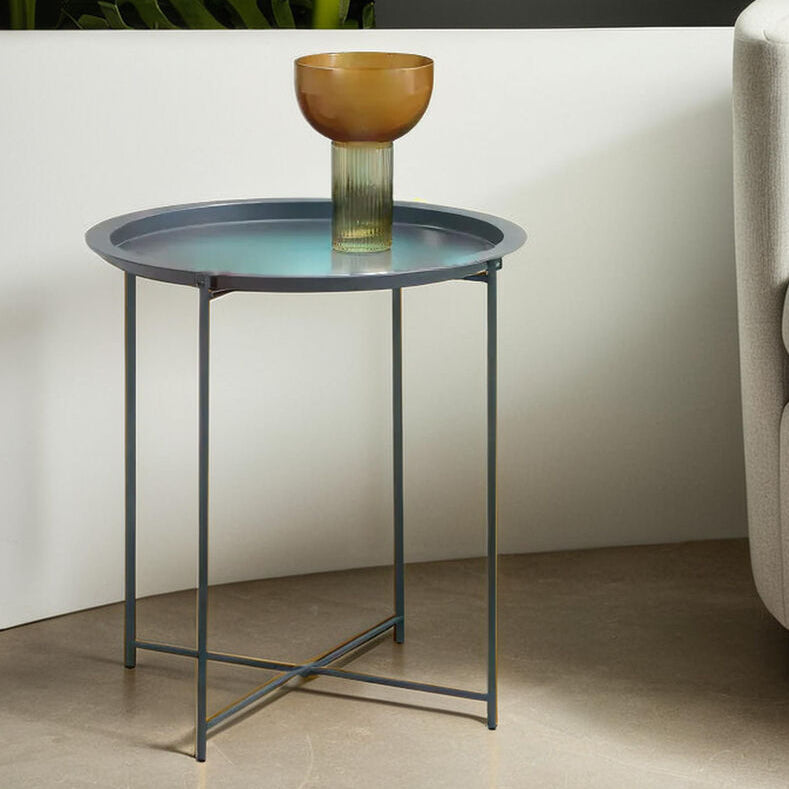 Acero Grey Metal Round Side Table