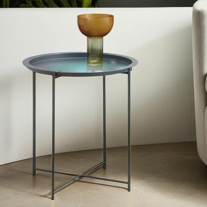 Acero Grey Metal Round Side Table