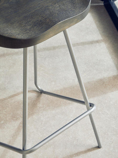 District Silver Metal Frame Bar Stool