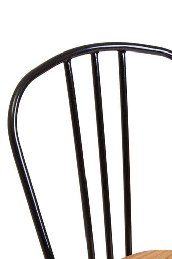 District Dining Chair Elm Wood Seat With Black Finish Metal Frame