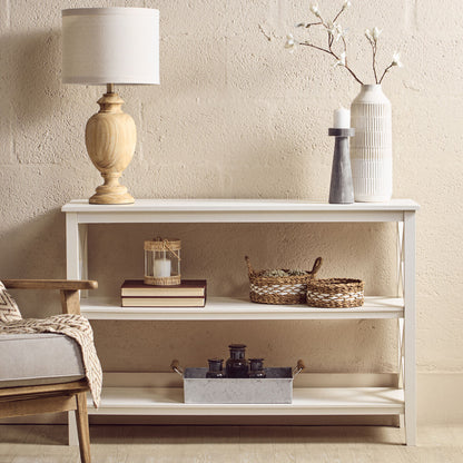 Heritage Three Shelf Large White Bookcase