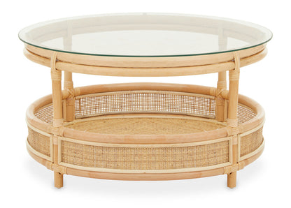 Mataram Rattan Coffee Table With Glass Top