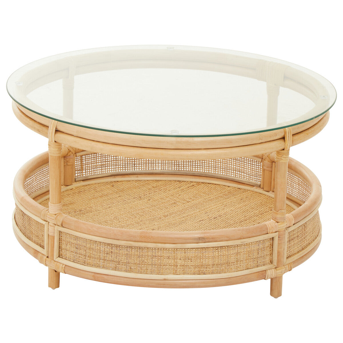 Mataram Rattan Coffee Table With Glass Top