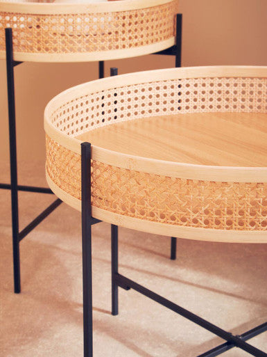 Depok Rattan Coffee Table With Cross Metal Base