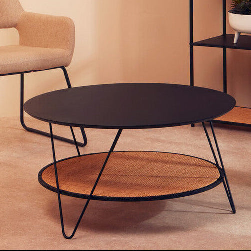 Depok Rattan And Metal Coffee Table With Hairpin Legs