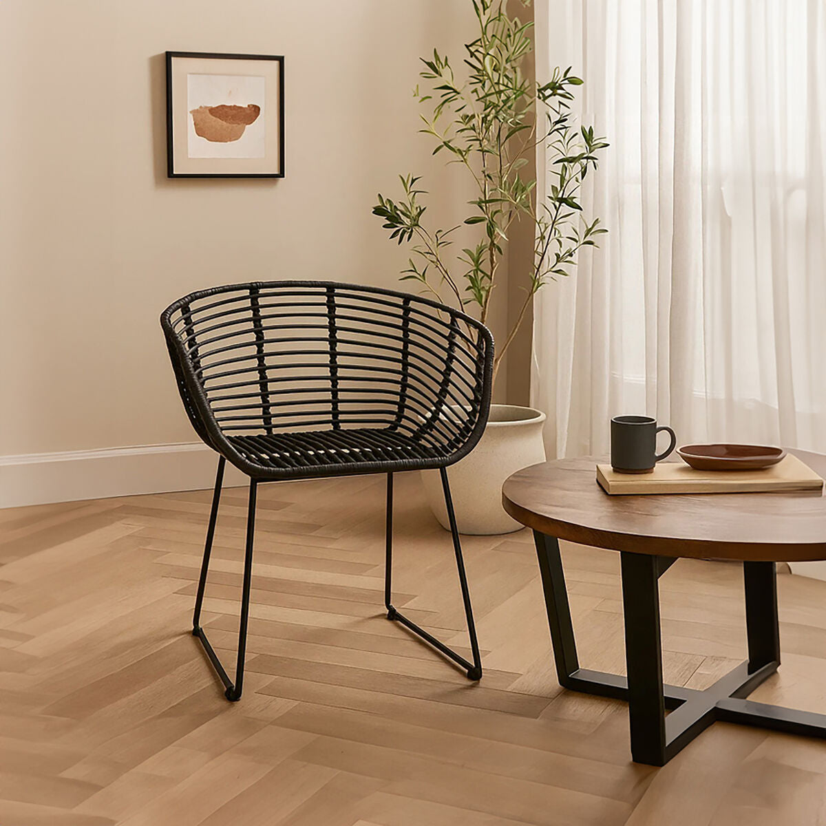 Lagom Black Natural Rattan Chair