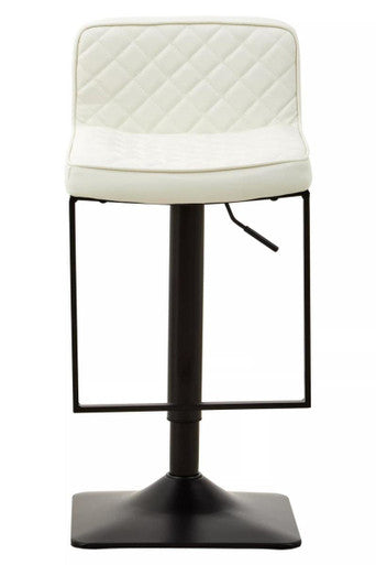 Baina White Leather Effect And Black Base Bar Chair
