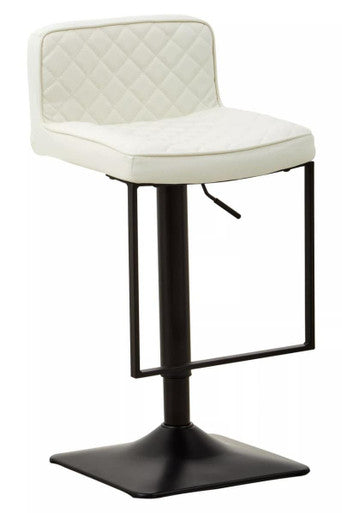 Baina White Leather Effect And Black Base Bar Chair