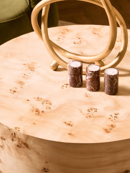 Mota Burl Wood Design Round Coffee Table