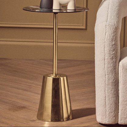 Avola Black Marble Effect Top Gold Base Side Table