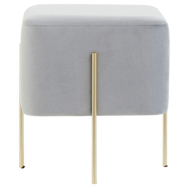 Hayes Square Grey Velvet Stool