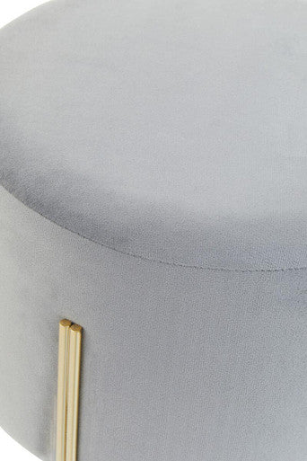 Hayes Round Grey Velvet Stool