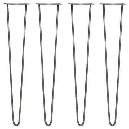 4 x 28" Hairpin Legs - 2 Prong - 10mm - Raw Steel