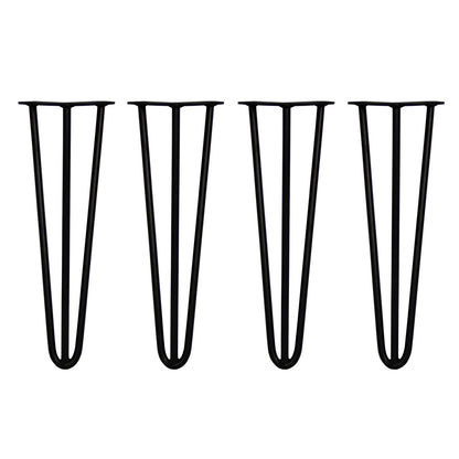 4 x 16" Hairpin Legs - 3 Prong - 12mm - Black