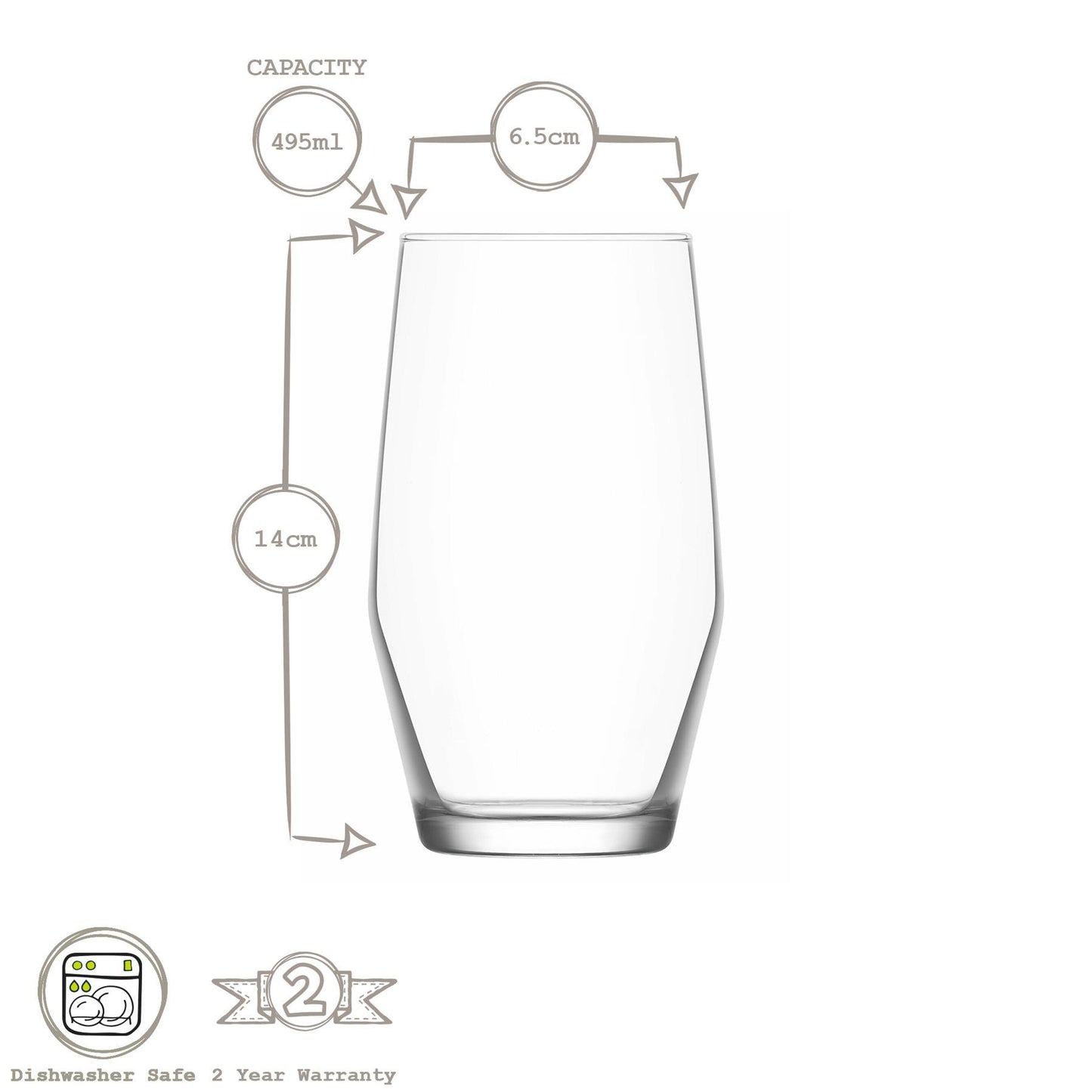 495ml Ella Highball Glasses - Pack of Six