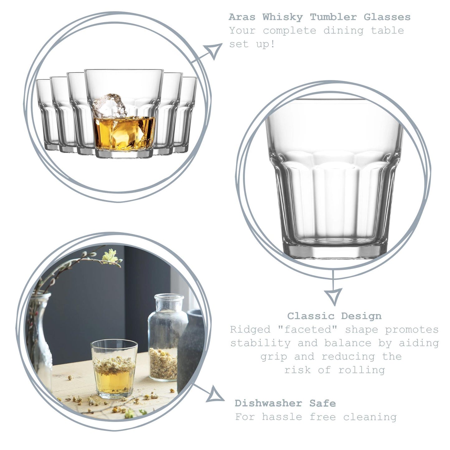 305ml Aras Whisky Glasses - Pack of Six