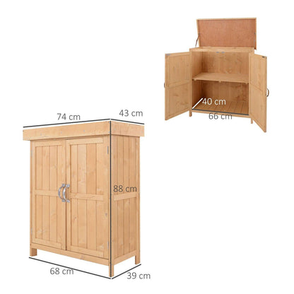 Panel 88cm Double Door Pent Garden Store Hinged Roof Fir Wood Natural by Steadfast
