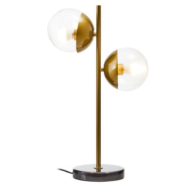 Revive Two Light Gold and Black Marble Table Lamp