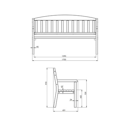 Traditional Bench - 3 Seat Green Tint by EKJU